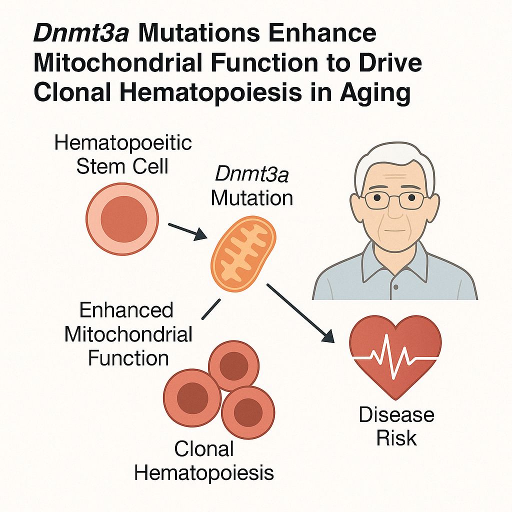 Dnmt3a mutation enhances mitochondrial function in blood stem cells, leading to clonal expansion and increased disease risk